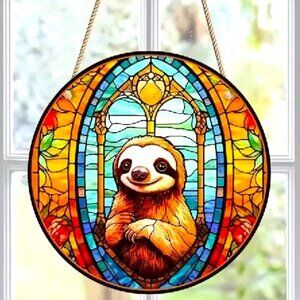 Sloth Suncatcher Hanging Animal Flower Colorful In/Outdoor Window Wall Deco NEW